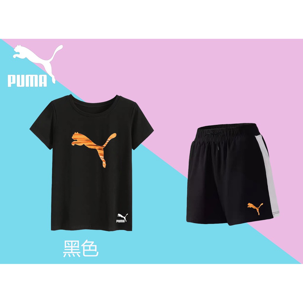 Bộ Áo Thun Cotton Ngắn Tay + Quần Short Thể Thao Puma Cá Tính Dành Cho Nữ