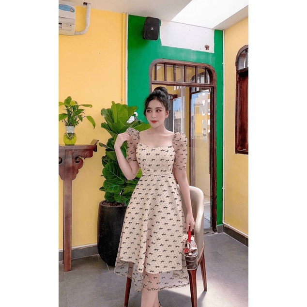 ĐẦM LƯỚI HOA TÙNG XÒE TAY LỠ DỰ TIỆC HẸN HÒ XINH XẮN ĐÁNG YÊU