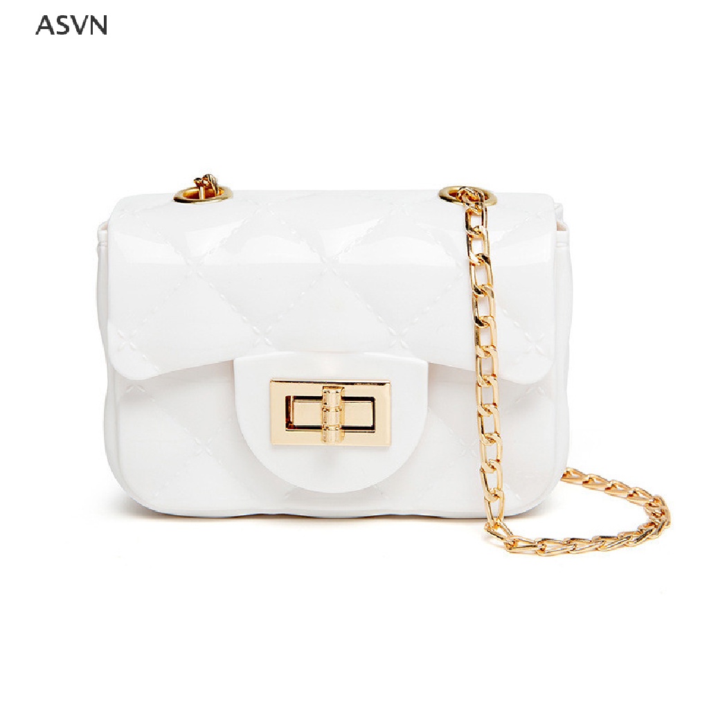 Asvn❤ Túi Đeo Chéo mini Bằng PVC Đính Ngọc Trai Thời Trang Dành Cho Nữ