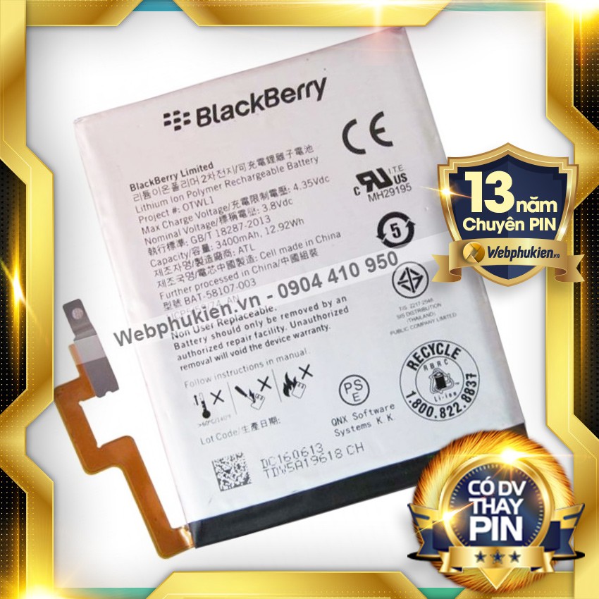 Pin zin cho Blackberry Passport Q30 (OTWL1) - 3400mAh