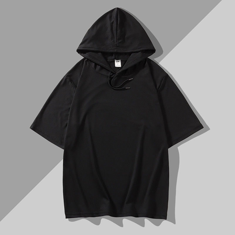 Áo Thun polojersey Lelakisolid Ngắn Tay Có Mũ Trùm Đầu Màu Trắng Đen Cho Nam Và Nữ