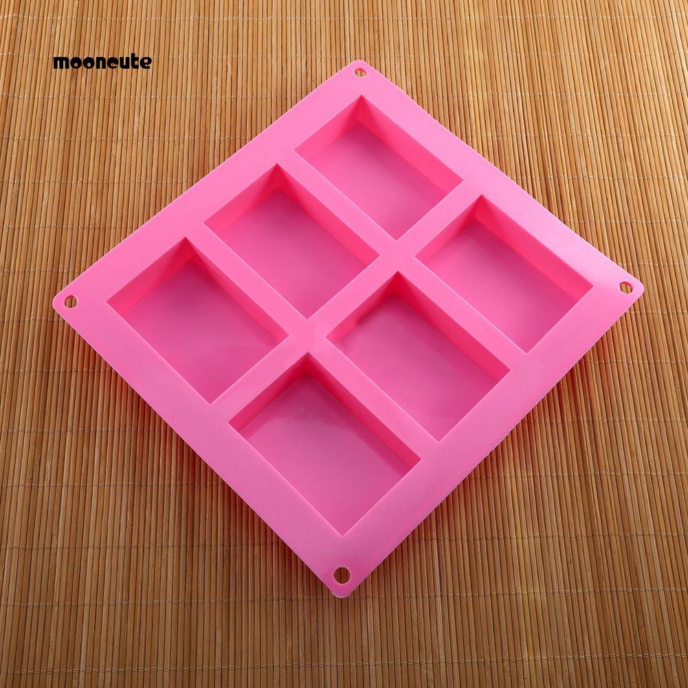 1 khuôn silicone hình chữ nhật 6 lỗ dùng làm xà phòng , bánh