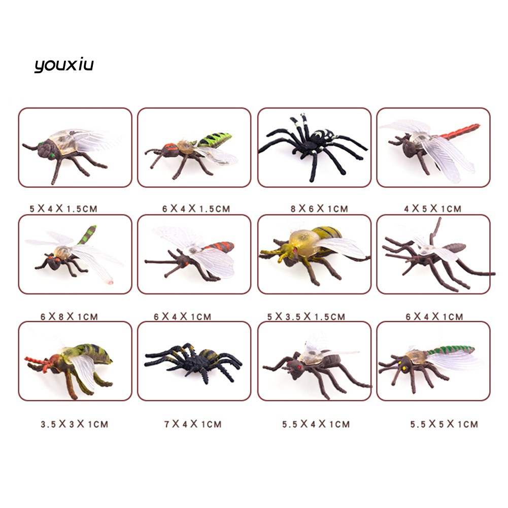 Bộ 12 Đồ Chơi Mô Hình Côn Trùng Bằng Nhựa Cho Bé