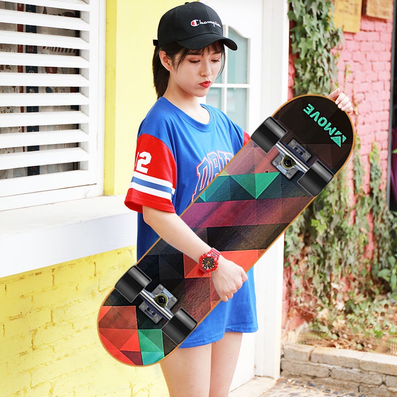 ✠۩✚Ván trượt bốn bánh dành cho người mới bắt đầu thanh niên sáng tạo xe tay ga dài đôi chuyên nghiệp
