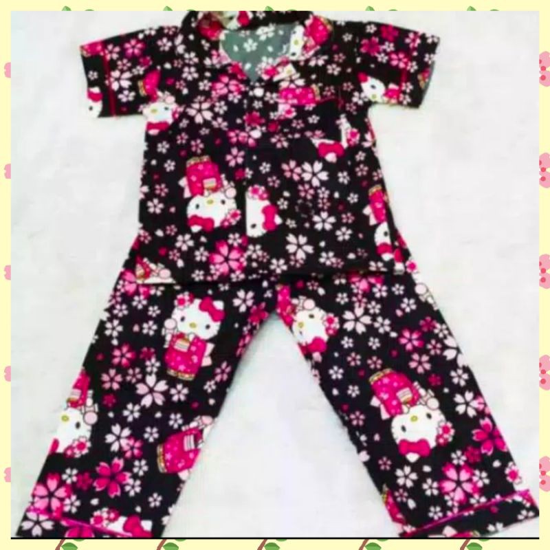 Bộ Đồ Ngủ Pijama In Hình Hello Kitty Cho Bé Từ 1-12 Tuổi