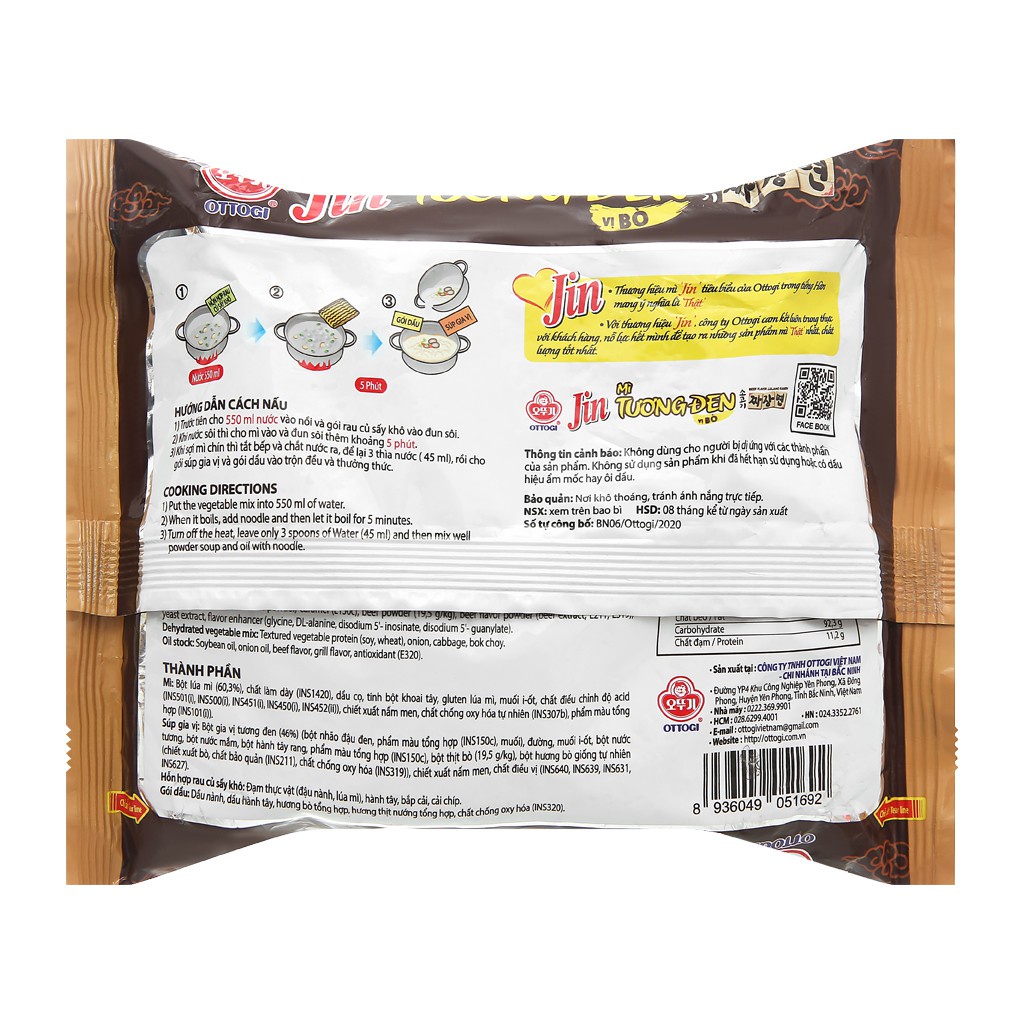 Mì Trộn Tương Đen vị bò Ottogi 135g