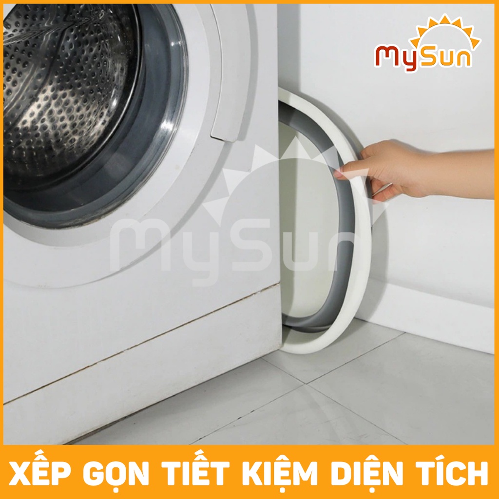 Thau chậu nhựa GẤP GỌN rửa mặt cho bé, rửa rau vuông treo tường size lớn (to 38cm, cao 14.5cm) MySun