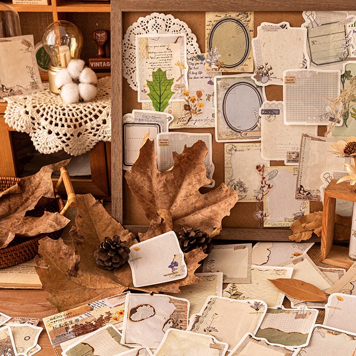 Bộ 30 tấm giấy note giấy ghi chú collage phong cách retro và vintage