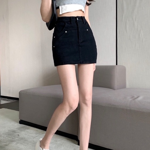 Chân Váy Denim Dáng Chữ A Lưng Cao Co Giãn Tốt Phong Cách Trung Hoa Thời Trang Mùa Hè Mới