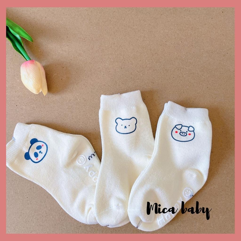 Tất vớ cao cổ màu trắng in hình thú dễ thương cho bé T30 Mica Baby