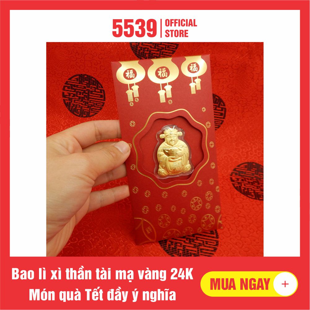 Bao lì xì thần tài mạ vàng ⚡️ FREESHIP ⚡️ Bao lì xì thần tài mạ vàng 24K quà tết đầy ý nghĩa cho gia đình - Shop 5539