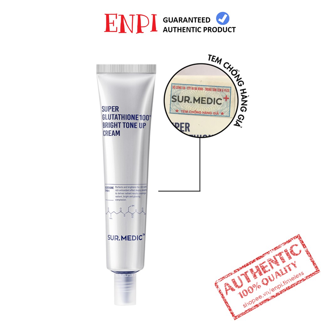 Kem nâng tông Sur Medic Super Glutathione 100 Bright Tone Up Cream