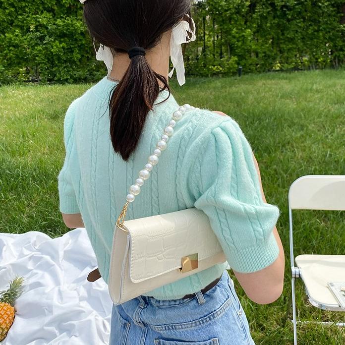 Túi Xách Nữ Da PU Đính Ngọc Trai Giả Thời Trang Se