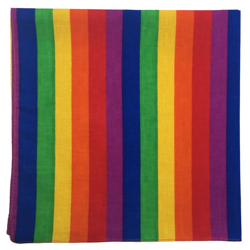 Youyo Khăn Quàng Cổ Vuông Bandana Kẻ Sọc Cầu Vồng Unisex
