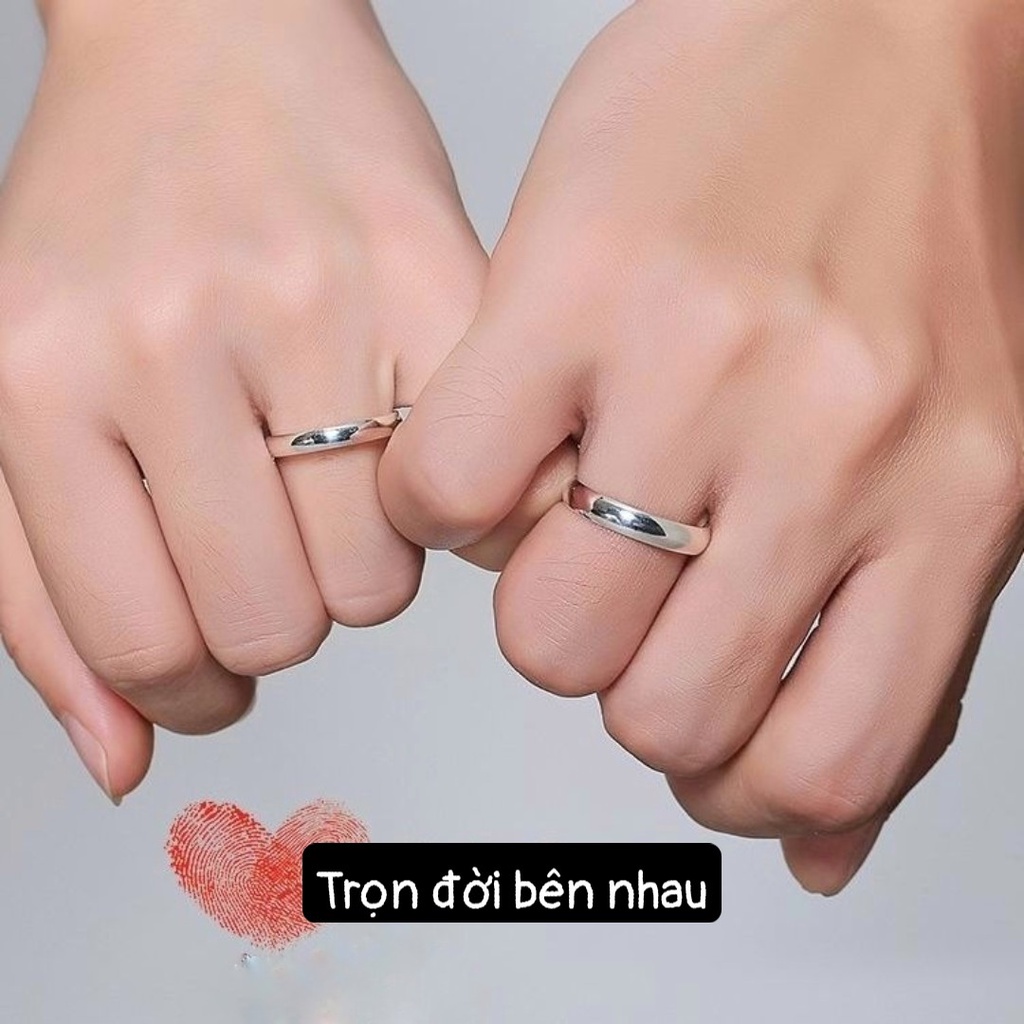 Nhẫn đôi bạc tròn trơn bản to khắc chữ theo yêu cầu DaLiA Jewelry nhẫn bạc trơn basic
