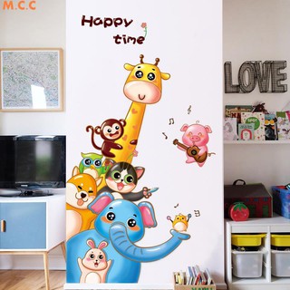 Decal dán tường động vật vui vẻ cho bé Happy time mẫu mới XH9306