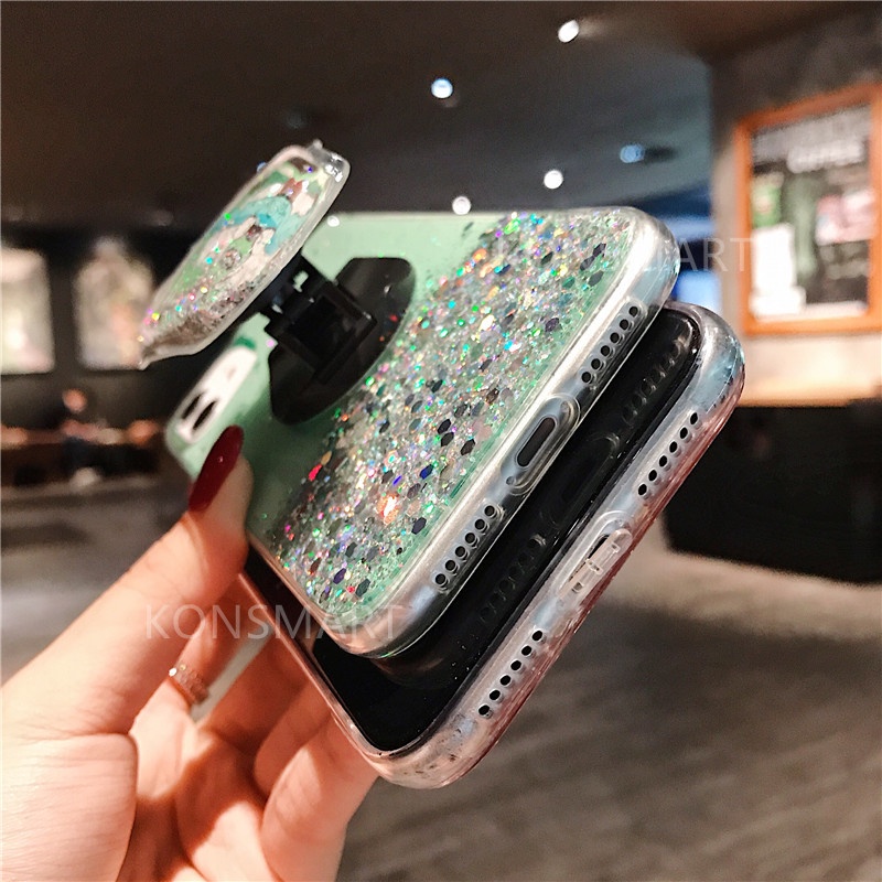 Ốp Điện Thoại Mềm Kim Tuyến Nước Có Giá Đỡ Cho Xiaomi Redmi Note 11 11S 10 9 8 Redmi10 9A 9C 9T 11T Poco M3 M4 Pro F3