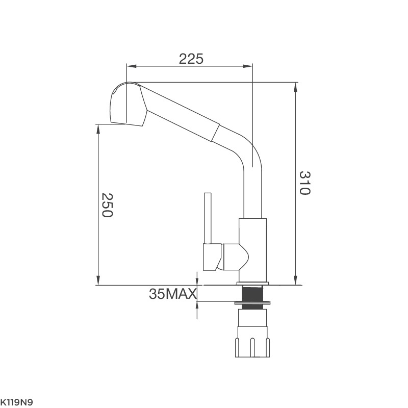 Vòi rửa chén Malloca K119N9 - Có dây rút, Điều chỉnh tia nước