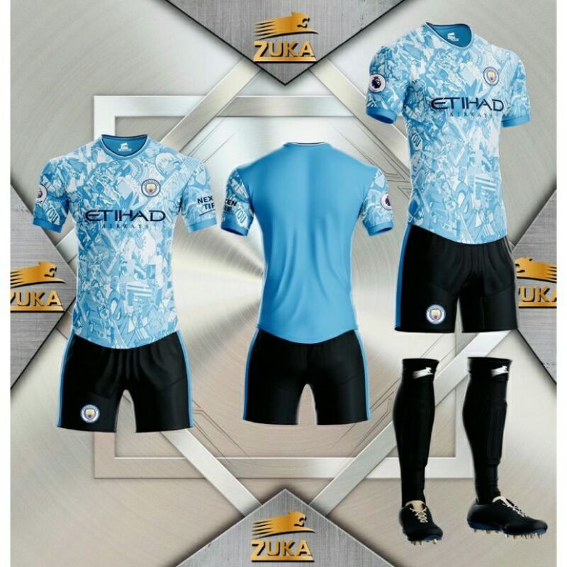 Quần áo bóng đá,áo đá banh CLB ManCity 2021-2022 Vải thun lạnh cao cấp