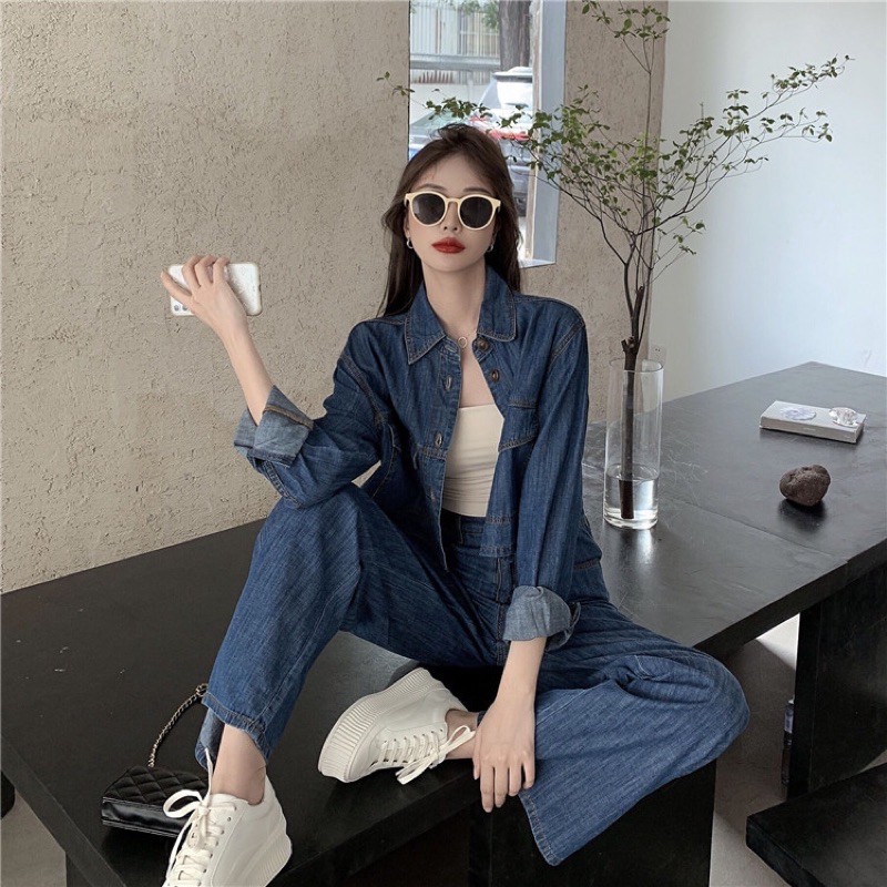 Set Jean nữ cao cấp thiết kế rời 2 mảnh trẻ trung, dáng rộng phong cách NV0598