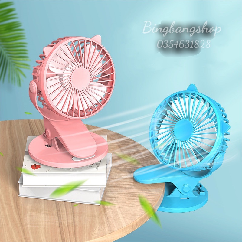 Quạt Mini kẹp bàn tích điện xoay 720 độ | Quạt cầm tay chắc chắn và tiện lợi cho dân văn phòng