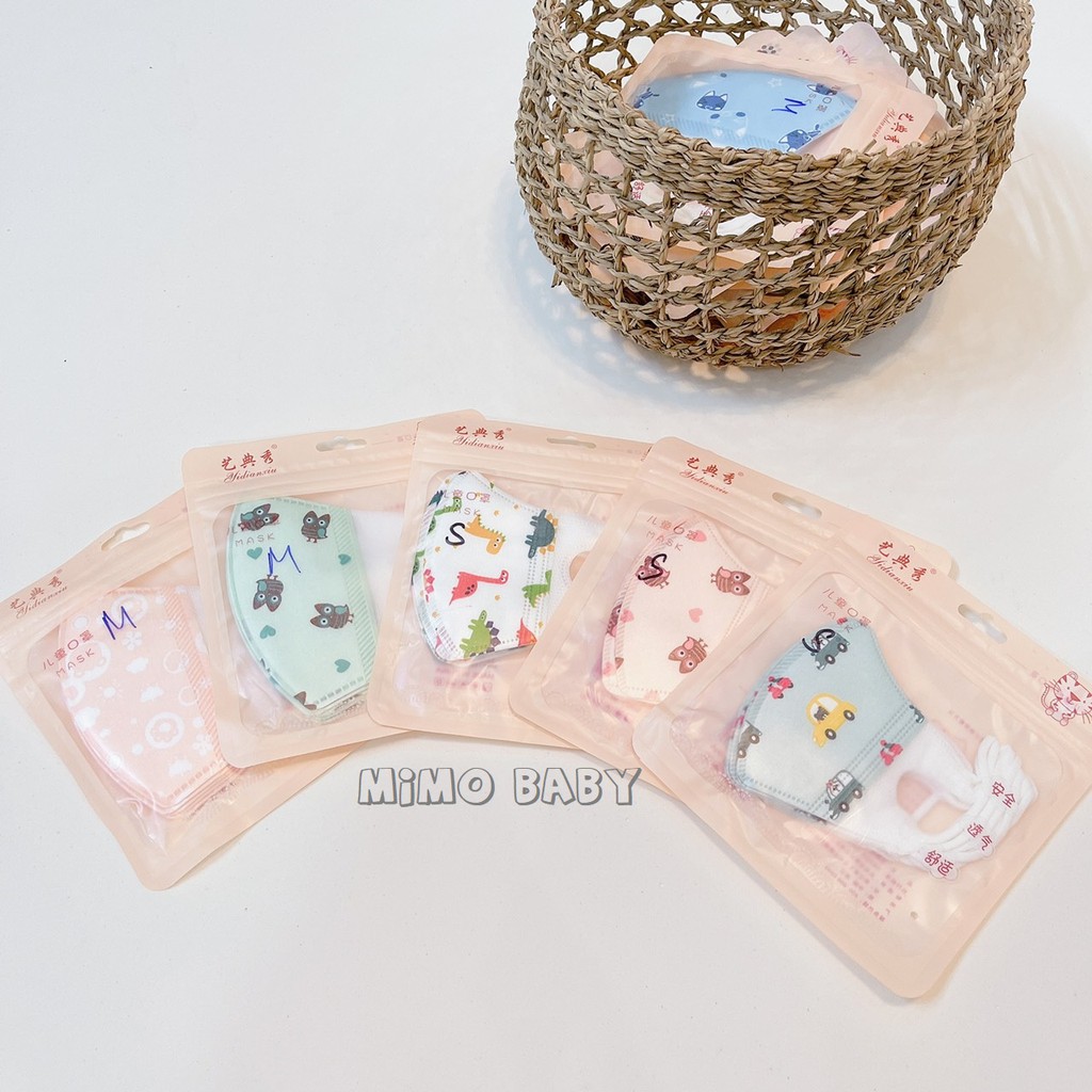 Set 5 khẩu trang 3D 3 lớp chống bụi Mimo baby cho bé từ 3 tháng tới 5 tuổi | BigBuy360 - bigbuy360.vn