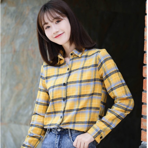 Sơ mi nữ kẻ caro nữ phong cách Hàn Quốc S22