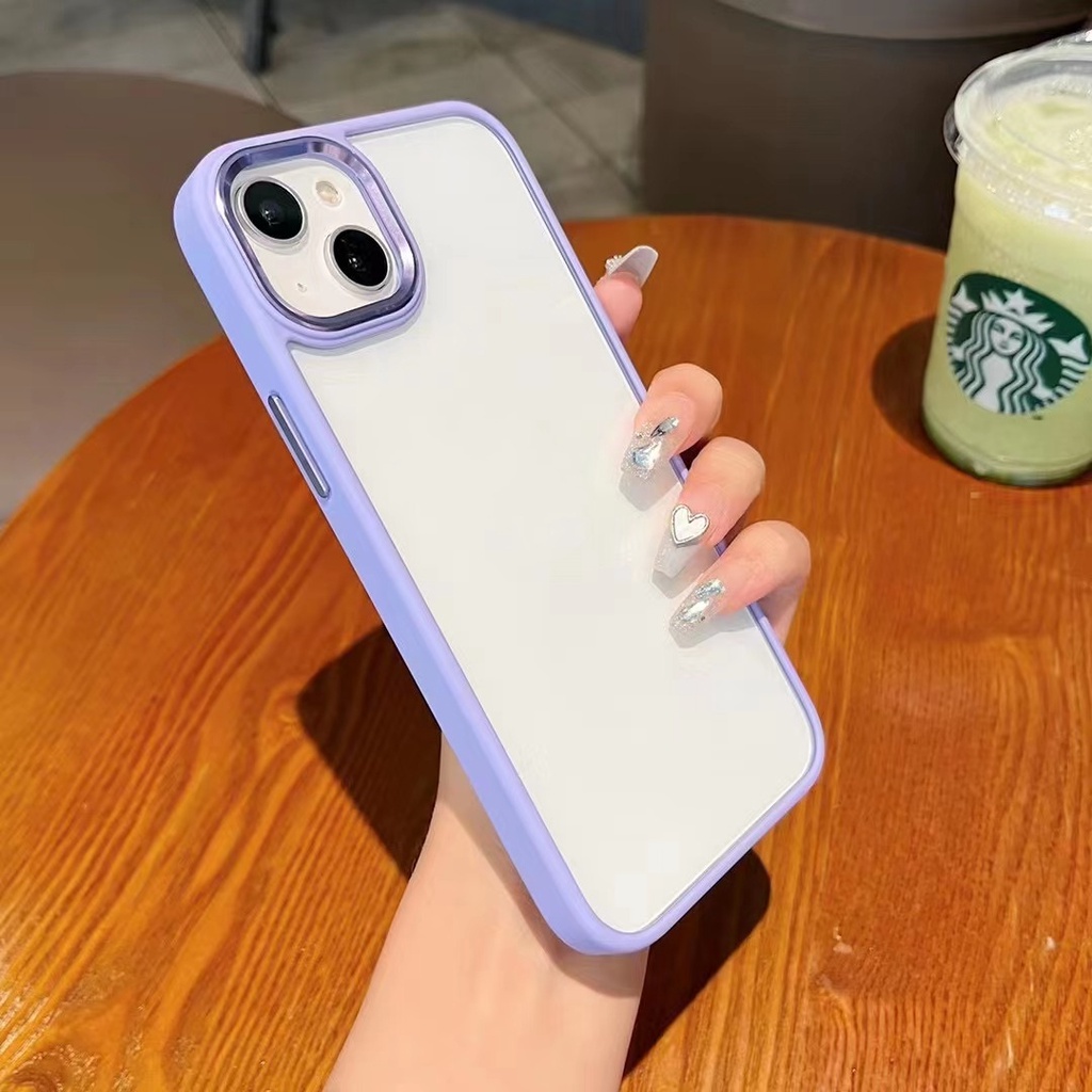 Ốp Điện Thoại Acrylic Trong Suốt Viền Kim Loại Chống Rơi Cho iPhone 14 Plus 14 Pro max 13 12 11 Pro max