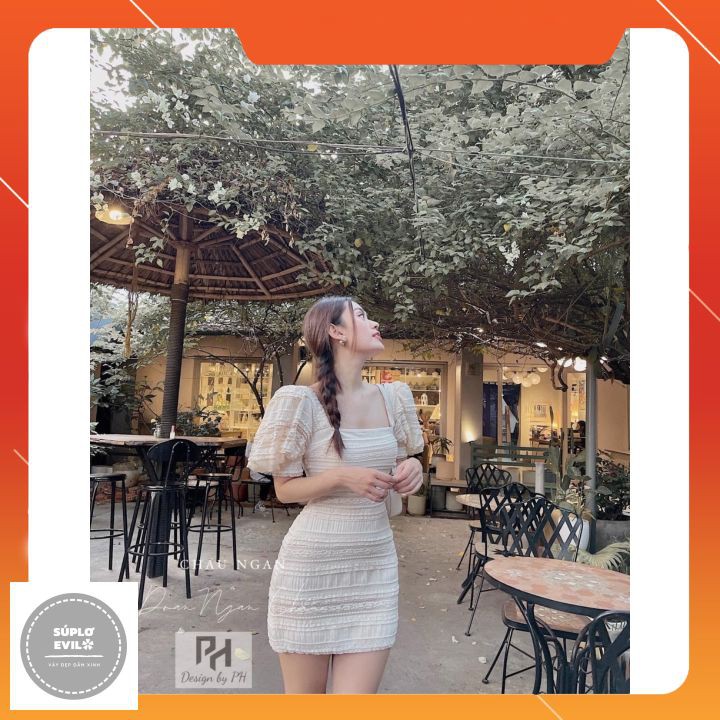 Váy Đầm Nữ [ FREE SHIP] Váy Body Cổ Vuông Tay Bồng Đi Chơi Dự Tiệc | BigBuy360 - bigbuy360.vn