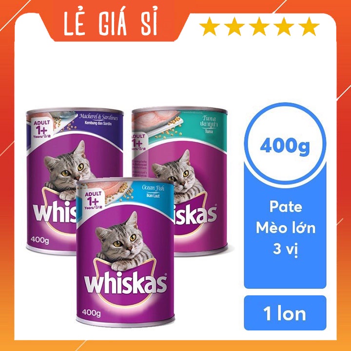 Combo 4 Pate Whiskas lon 400g - Thức ăn cho mèo giá sỉ