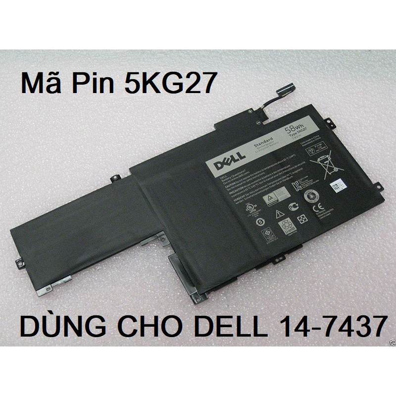 Pin Laptop Dell  Inspiron 7437,14 7437,14 7000 7437 Mã Pin 5KG27 Loại 58Wh Có Video Thực Tế - Hàng Mới 100%