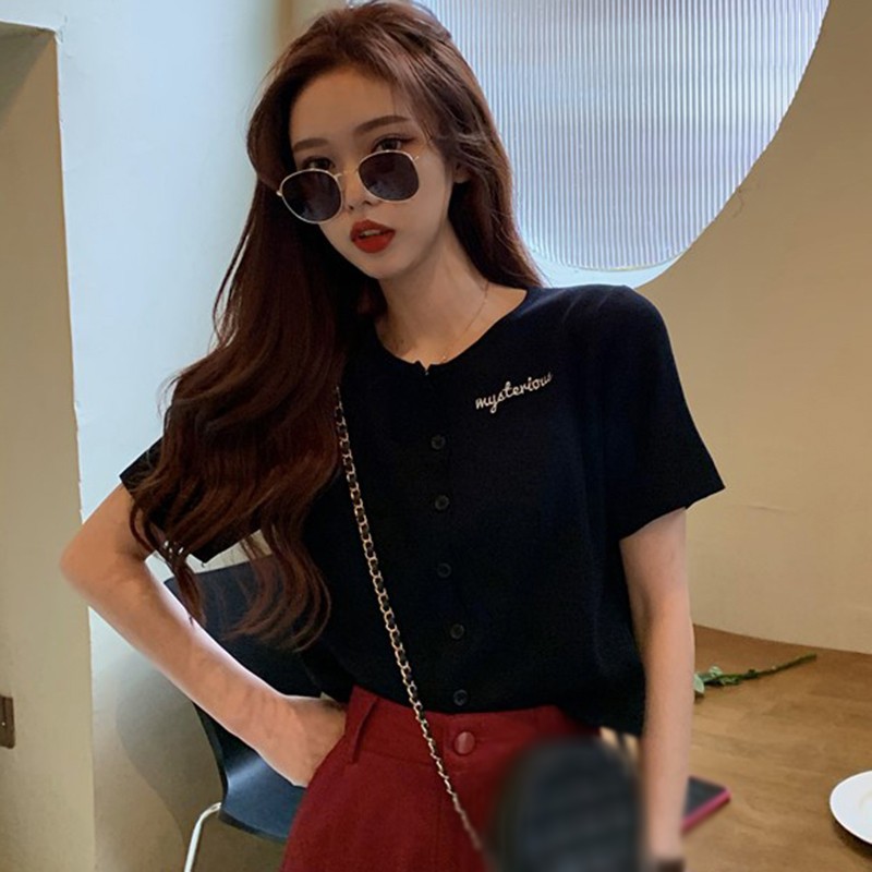 Summer New Korean Loose Cardigan Shirt Short T-Shirt Women