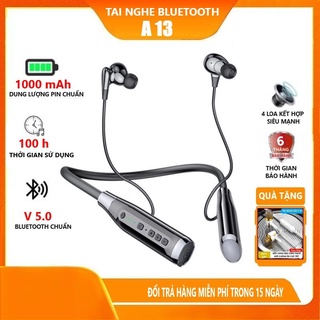 Tai nghe bluetooth không dây cao cấp A13, hệ thống 4 loa siêu khủng, Music 100h Tai nghe Bluetooth thể thao không dây