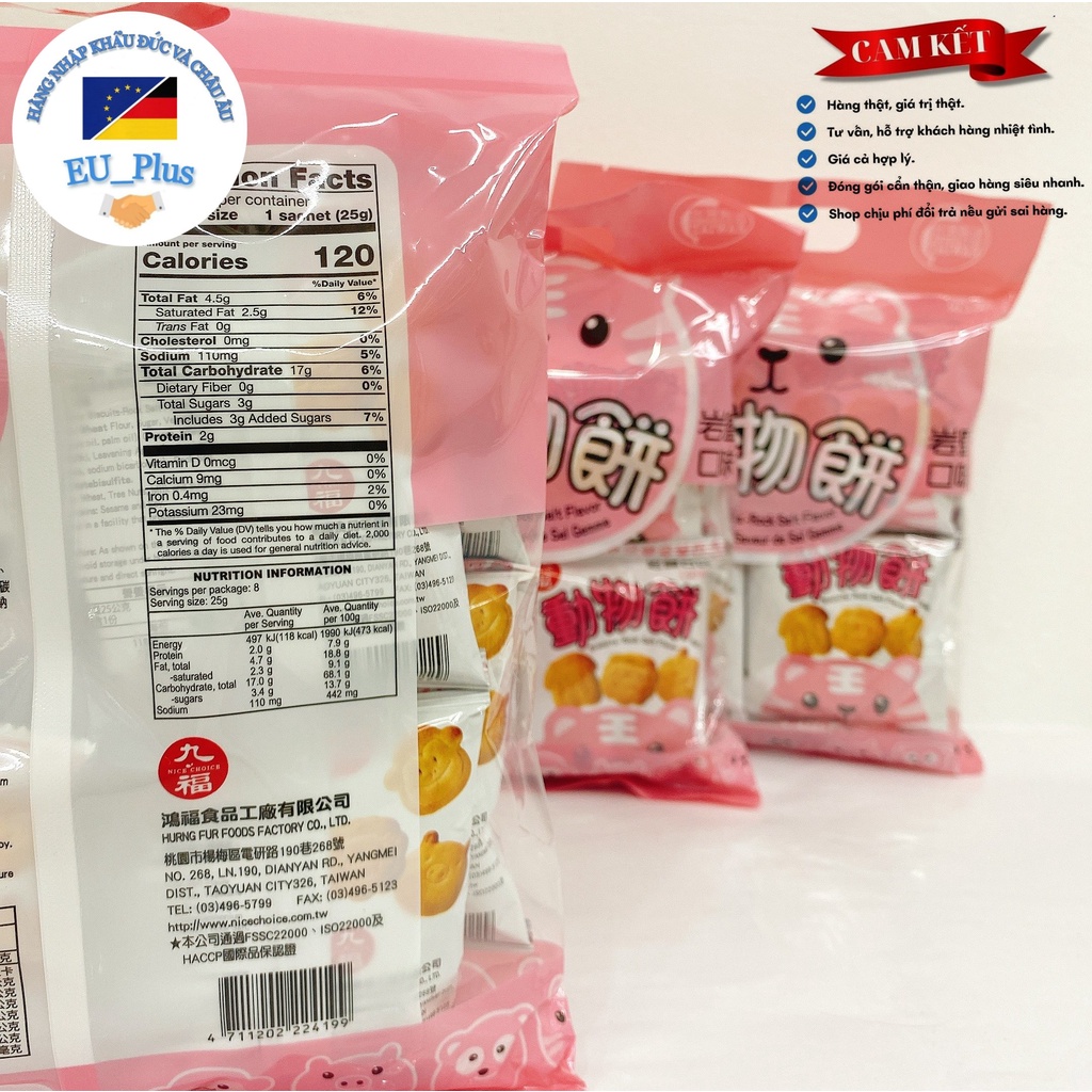 Bánh Quy Sữa Vị Mặn Biscuits Salt Flavour 200g (8 Gói 25g bên trong)