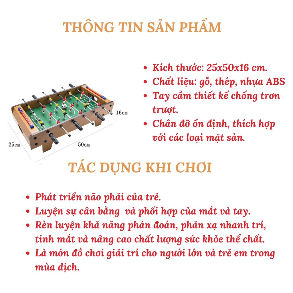 Bàn Bi Lắc Đồ Chơi Bóng Đá 6 Tay Cầm Có Chân Loại To Cho Trẻ Em Luyện Phản Xạ Tuệ Minh Kid's