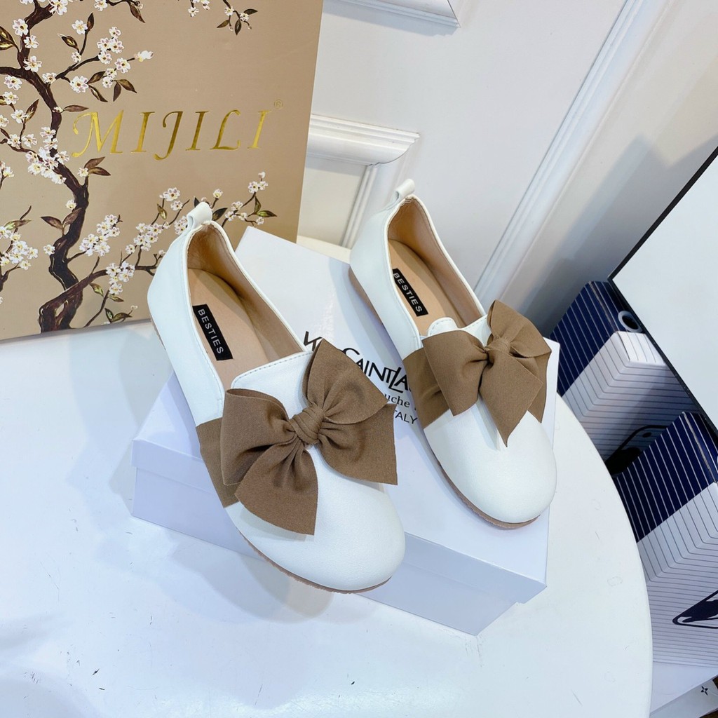 Giày búp bê mũi tròn phối nơ lụa - Siêu xinh | BigBuy360 - bigbuy360.vn