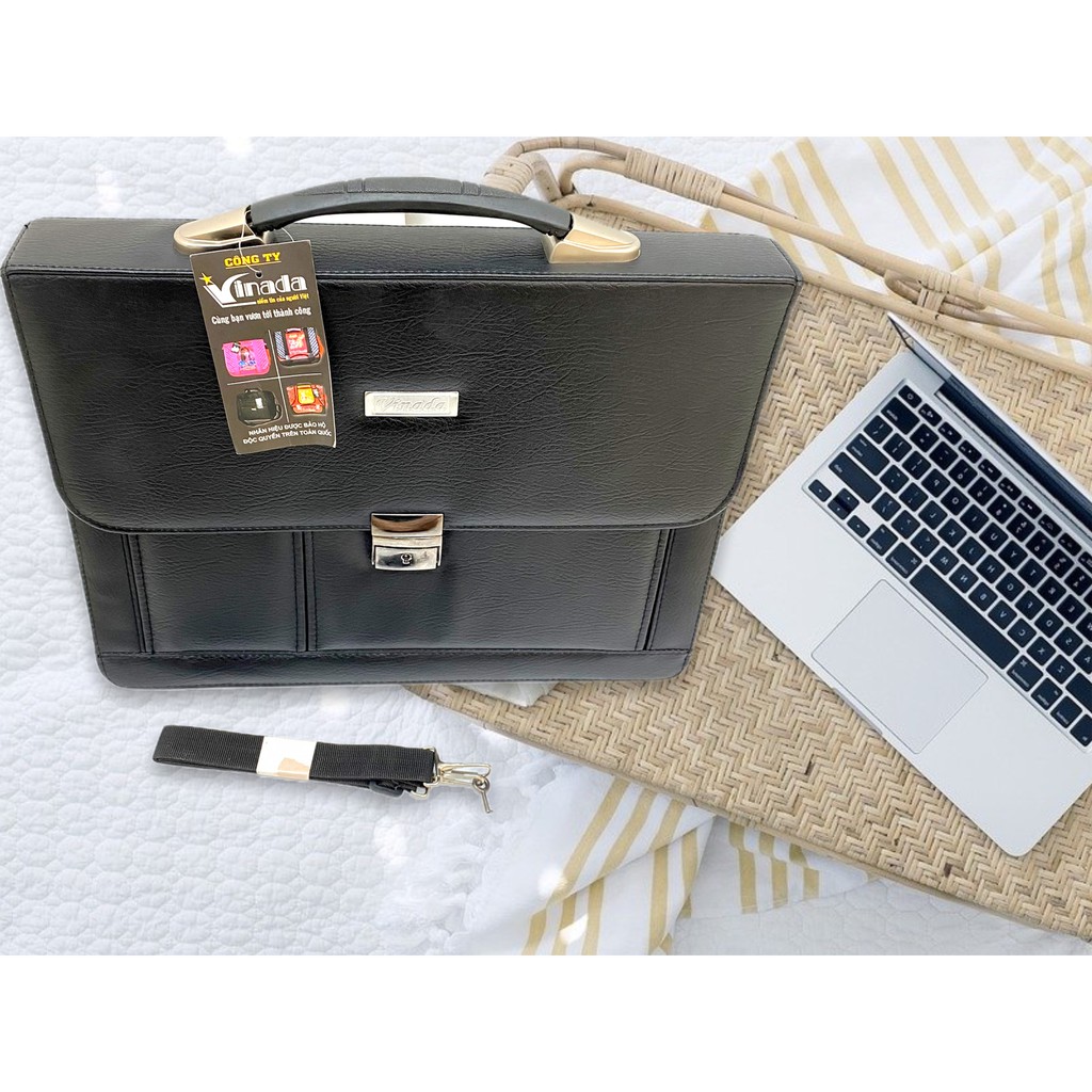 Cặp da công sở tay rút hộp lệch VINADA