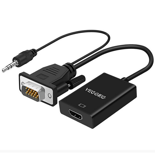 VEGGIEG VGA to HDMI & VGA Adapter with Audio Support VGA to HDMI VGA Splitter 1 in 2 Out