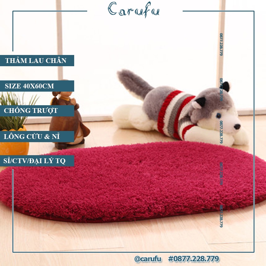 Thảm lau chân nhung chống trượt cao cấp giá rẻ cho phòng khách phòng ngủ nhà bếp size 40x60cm