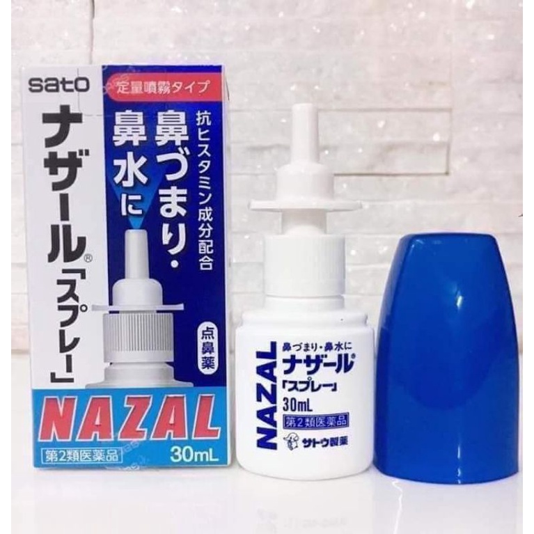 [Combo 3 chai] Xịt xoang mũi ngạt mũi Nazal Sato 30ml Nội Địa Nhật Bản, Xịt mũi Nazal Nhật