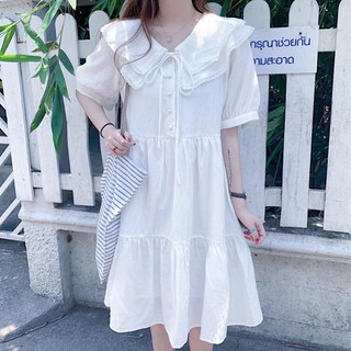 Đầm Nữ Babydoll Trắng Cổ Sen ( KÈM ẢNH THẬT)