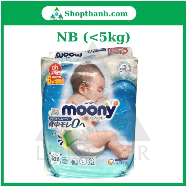 Bỉm Moony Cộng Miếng Nội Địa Nhật dán/quần Size NB96/S90/M68/L58/M64q/L50q/XL44q