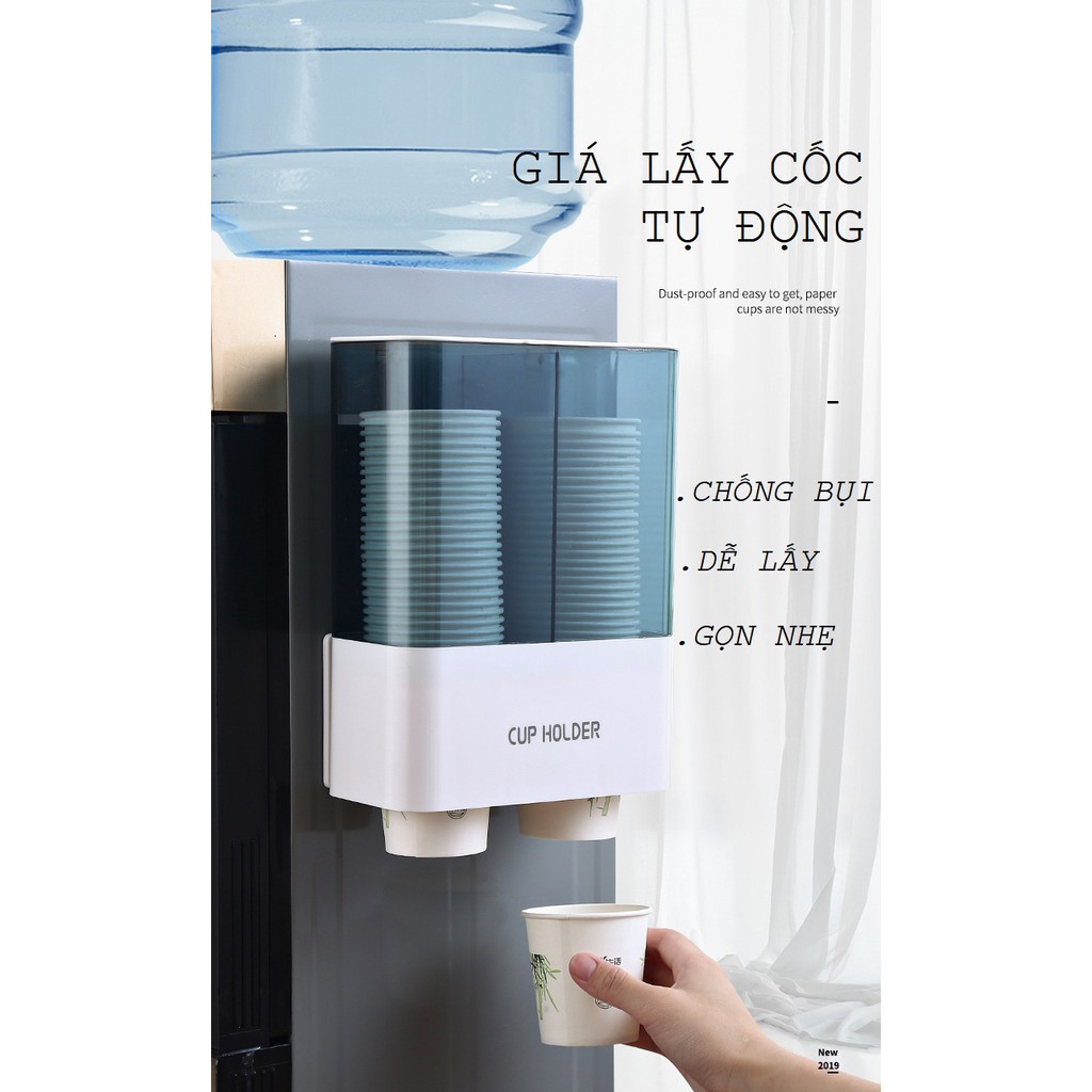 Giá lấy ly cốc giấy tự động 2 ngăn