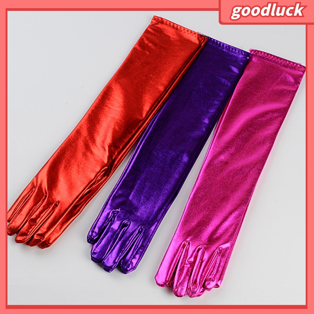 Găng tay dài giả da sáng bóng thời trang dành cho nữ