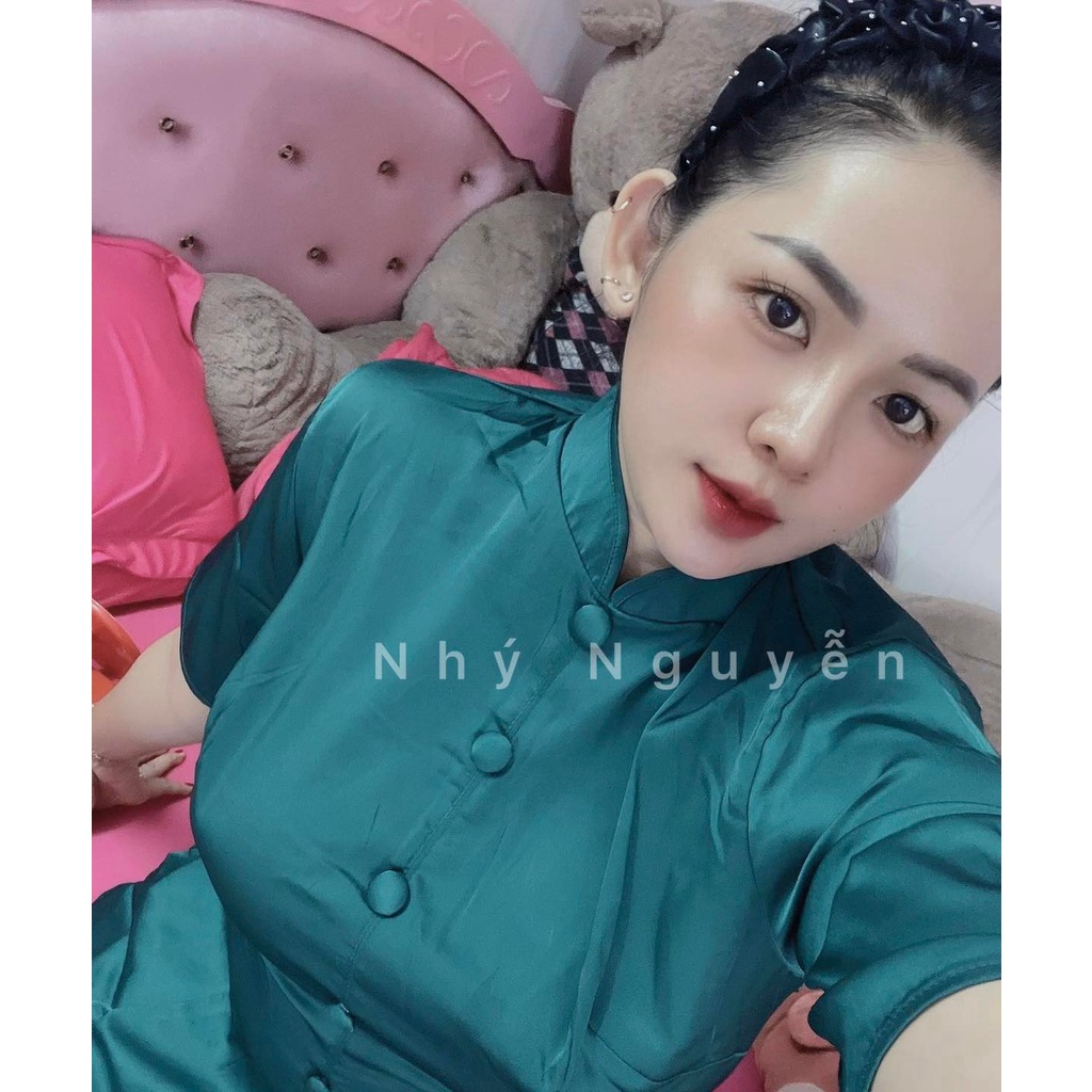 Đồ Lam Đi Chùa Mẫu Nút Bọc Có Dây Cột Eo ( KÈM CLIP CHẤT VẢI )