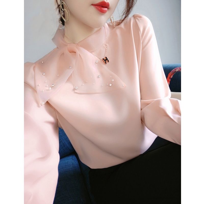 Áo Vải Voan Cổ Thắt Nơ Thời Trang Cho Bé GáiÁo Sơ Mi Chiffon Phong Cách Mùa Xuân Mới 2021