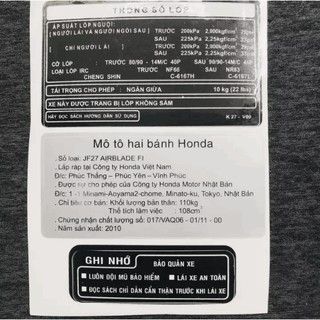 TEM DÁN XE MÁY ĐẦY ĐỦ THÔNG SỐ AB AIRBLADE VIỆT NAM