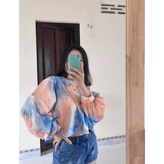 Áo tay dài form rộng croptop màu hồng vũ trụ TTSLA0120