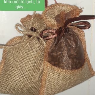 Combo 2 túi cafe khử mùi, hút ẩm 120/ 200gr, hoàn toàn từ cafe hạt thơm nhất.