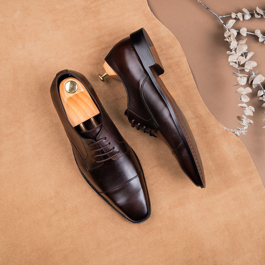 Giày Tây LAFORCE Buộc Dây Màu Nâu GNLA21021-N Tặng Tất Nam Cao Cấp